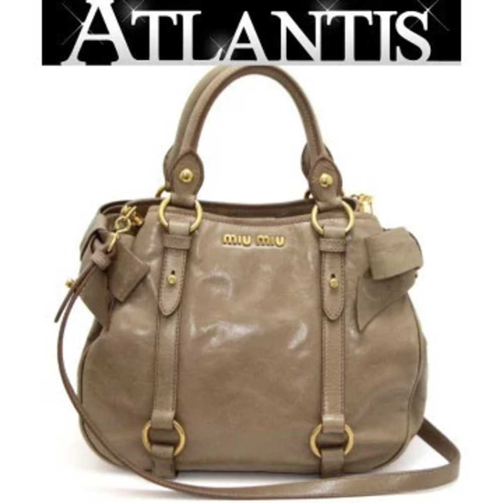Miu Miu Leather Bag Side Rion Greige Gray
